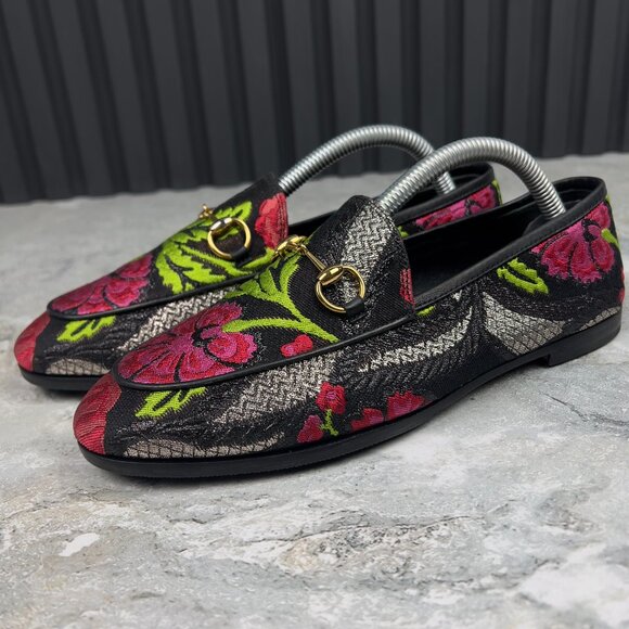 GUCCI Horsebit Jordaan Loafer Flower Multicolor Lurex Fabric 6.5 US or 36.5 EUR - Picture 4 of 13